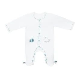 Pyjama bébé à  manches longues en velours blanc