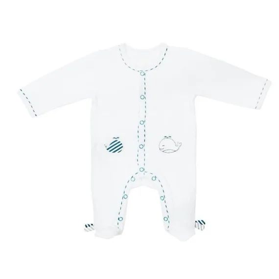 Pyjama bébé à  manches longues en velours blanc