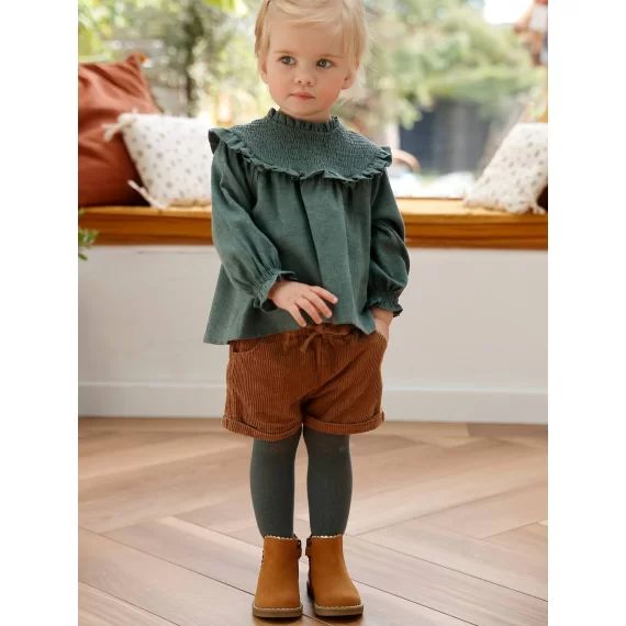 Short en velours côtelé bébé fille noisette