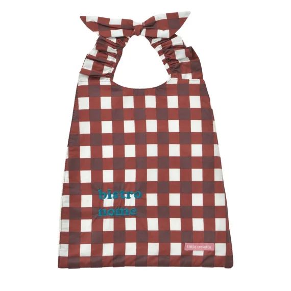 Bavoir Élastiqué Coton Bio Vichy Bordeaux