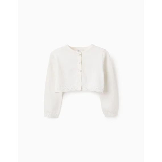 Boléro En Maille Avec Détails Ajourés Blanc