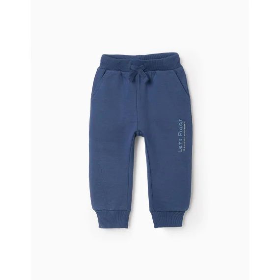 Jogpant En Mélange De Coton Bleu