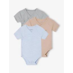 Lot de 3 bodies naissance manches courtes mon petit cœur bleu ciel
