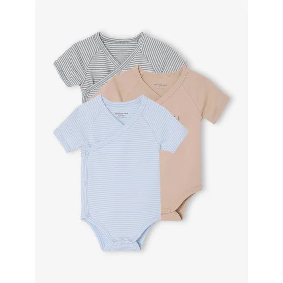 Lot de 3 bodies naissance manches courtes mon petit cœur bleu ciel