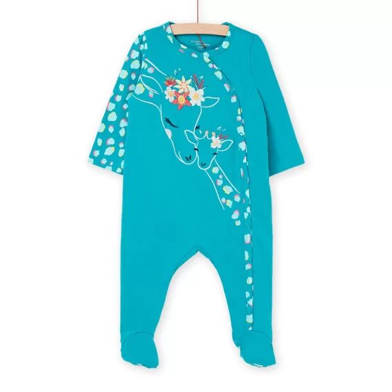 Grenouillère Turquoise À Motif Girafes