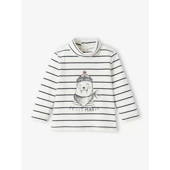 Sous-pull rayé bébé petit marin rayé blanc