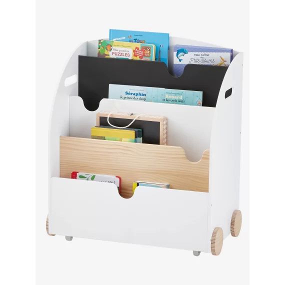 Etagère pour livres à roulettes LIGNE SCHOOL blanc