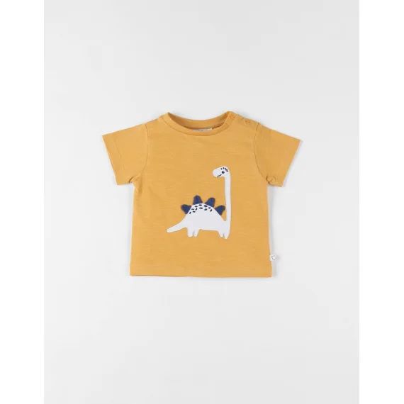 T-shirt Dino À Courtes Courtes Jaune