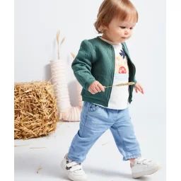 Pantalon bébé fille denim en coton à faible impact environnemental –  – Soldes