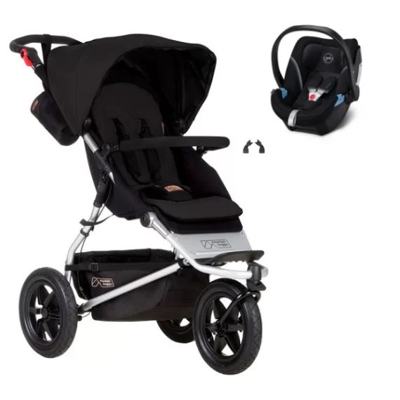 Poussette Mountain Buggy Urban Jungle – Black + Coque Auto Cybex Aton 5 – Deep Black