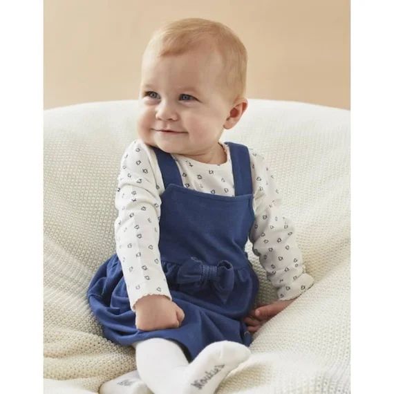 Ensemble robe en denim et t-shirt manches imprimé blanc