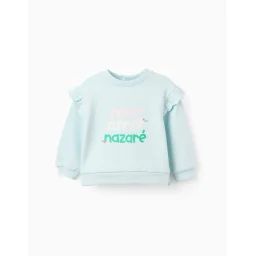 Sweat En Coton Avec Volants Bleu Clair