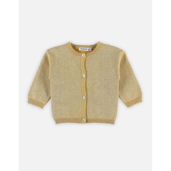 Cardigan tricot et fil lurex jaune