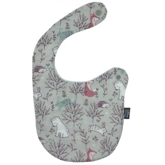 Bavoir nourrisson – animaux de la forêt beige