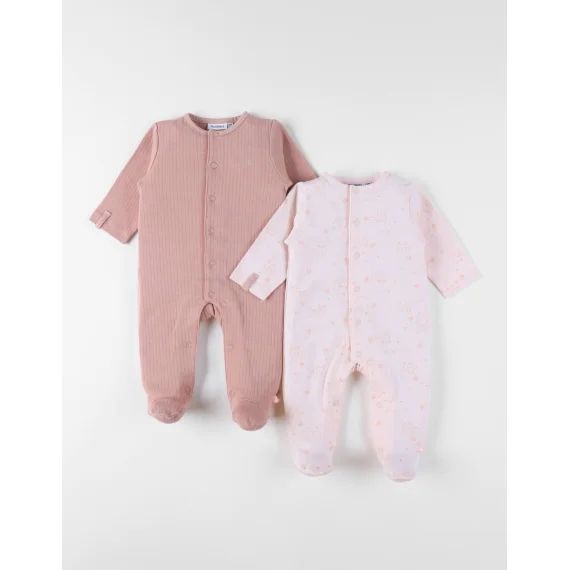Set De 2 Pyjamas Bébé Coton Rose