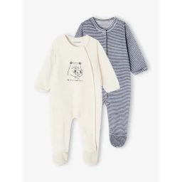 Lot de 2 dors-bien en velours bébé bleu nuit