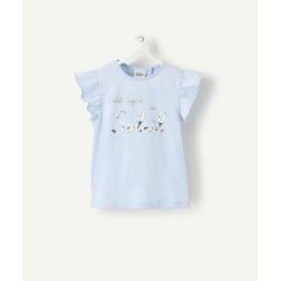 T-shirt bébé fille en coton biologique bleu avec message –  – Soldes