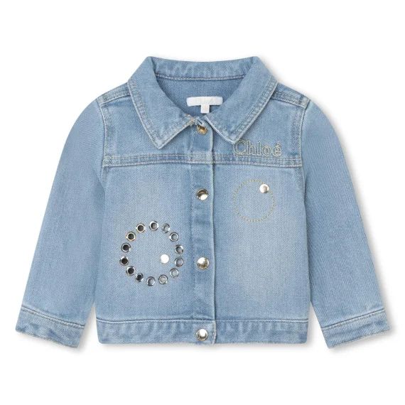 Veste en jean brodée Fille Bleu