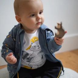 Cardigan à capuche Garçon Bleu