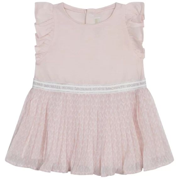 Robe bi-matière Fille Rose