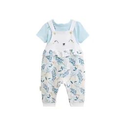 Ensemble Salopette Bébé En Gaze De Coton Et T-shirt Iskia – Petit Beguin – Bleu – Mixte Bleu