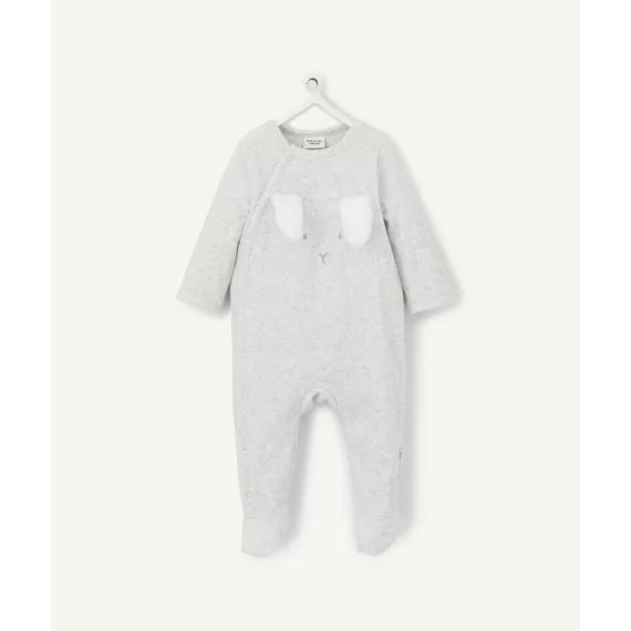 Le dors bien en velours gris avec oreilles en relief –  – Soldes