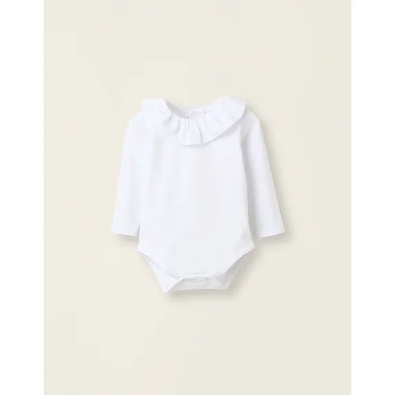 Body-blouse Avec Volants En Coton Blanc
