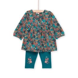 Robe Et Legging À Imprimé Fleurs – Bleu marine