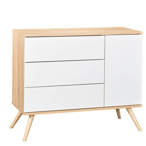 Commode 1 Porte 3 Tiroirs En Bois Blanc