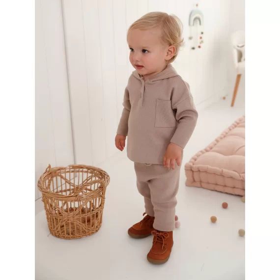 Ensemble bébé en tricot pull + pantalon cappuccino
