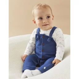 Set salopette denim + t-shirt bleu