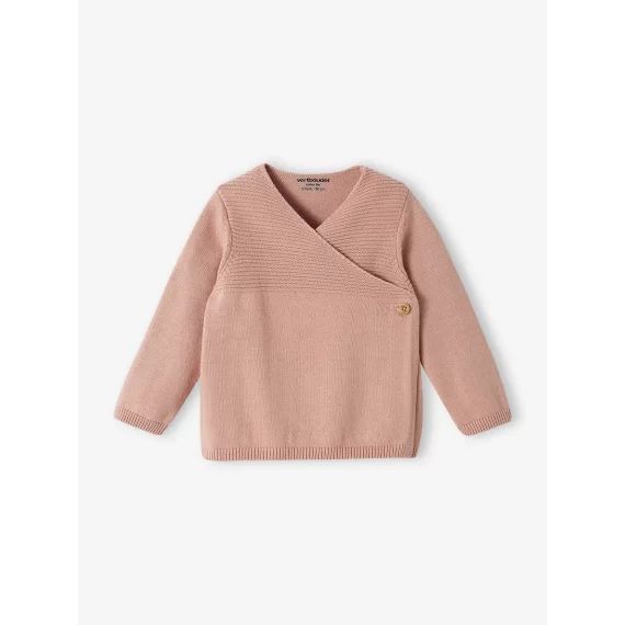 Brassière bébé naissance en tricot de coton bio rose poudré