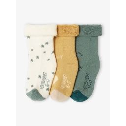 Lot de 3 paires de chaussettes étoiles, nuage et soleil bébé vert sauge