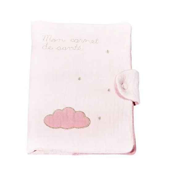 Protège carnet de santé en coton rose