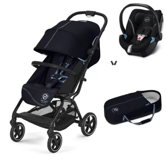 Poussette Cybex Eezy S PLUS 2 + Cocoon S – Ocean Blue + Coque Auto Aton 5 – Deep Black (2022)