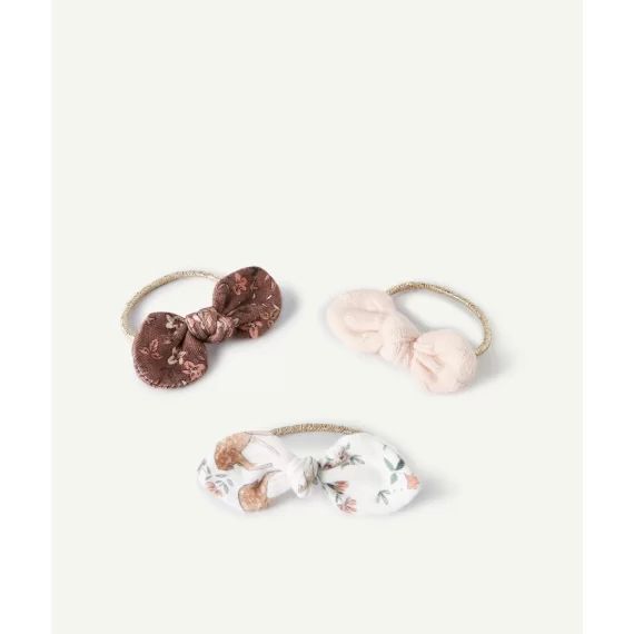 Lot de 3 élastiques couleur dorée avec noeuds bébé fille –  – Soldes