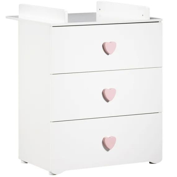 Commode à langer New Basic Boutons coeur rose