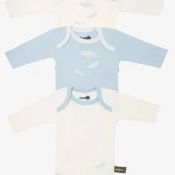 Body Manches Longues En Coton Bio À Motifs Plumes (lot De 3) Bleu Ciel