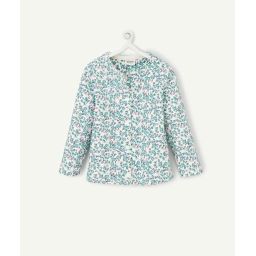 Le gilet blanc imprimé fleuri vert et parme –  – Soldes