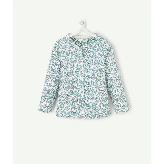 Le gilet blanc imprimé fleuri vert et parme –  – Soldes