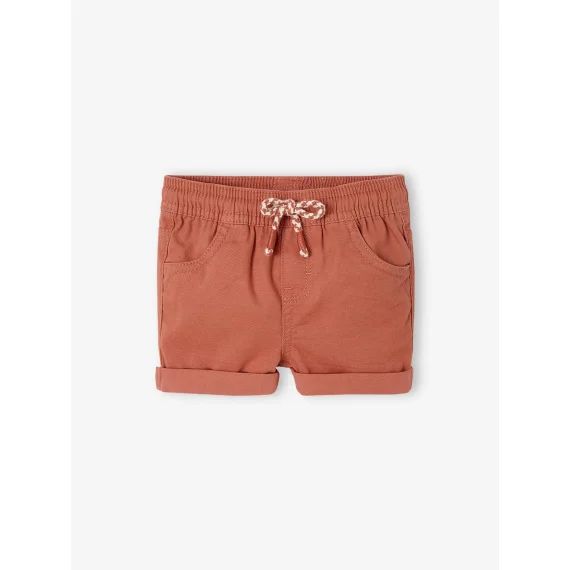 Short sergé taille élastiquée bébé garçon terracotta