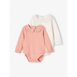 Lot 2 bodies tee-shirt bébé en coton bio rose