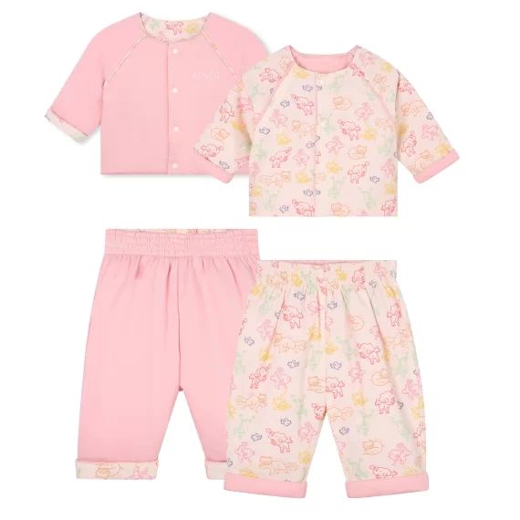Ensemble cardigan + pantalon Fille Rose