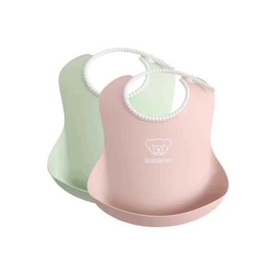Bavoir, lot de 2 – Vert pastel/Rose pastel