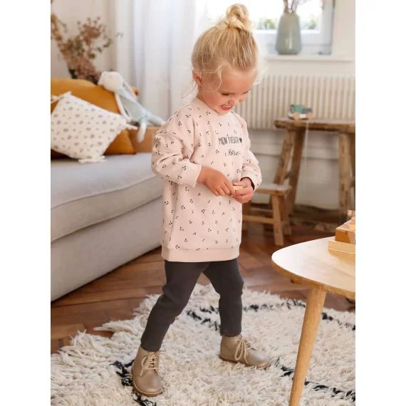 Ensemble robe + legging bébé personnalisable rose imprimé