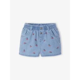 Short en denim brodé bébé double stone