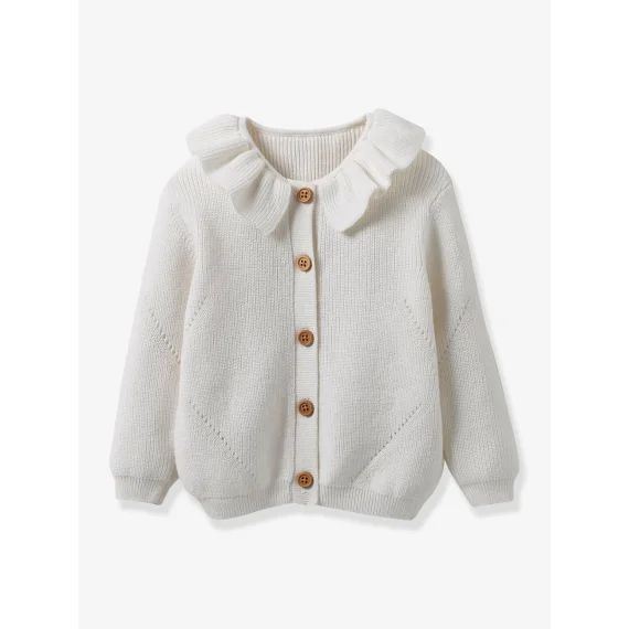 Cardigan bébé coton bio et laine CYRILLUS écru