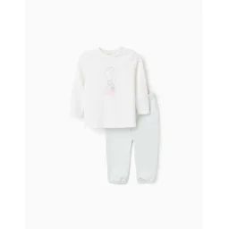 Pyjama T-shirt À Manches Longues + Pantalon Blanc