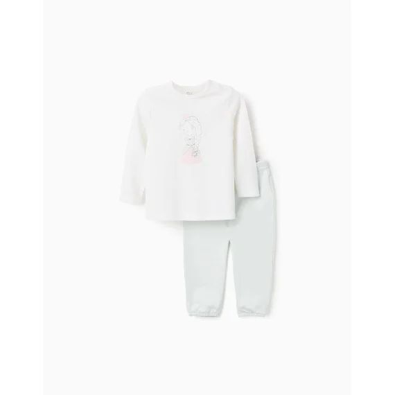 Pyjama T-shirt À Manches Longues + Pantalon Blanc