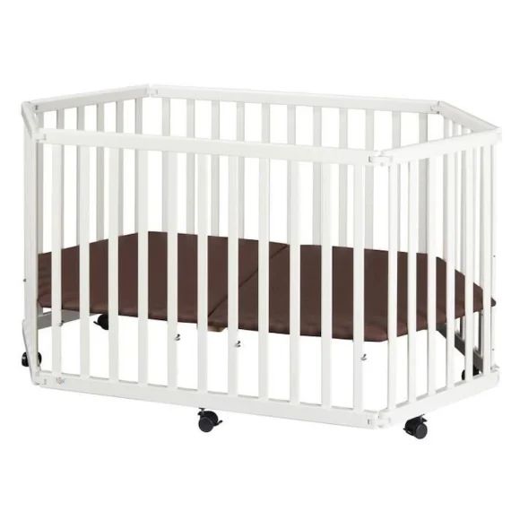 Tissi – Parc bébé pliant en hetre massif blanc 84 x 143 x 75 cm blanc